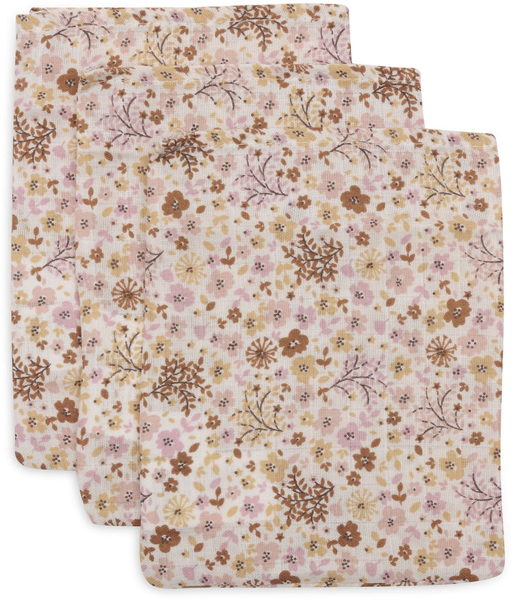 Jollein débarbouillettes hydrophiles 15x20cm - fées des fleurs - coton - 3 pièces
