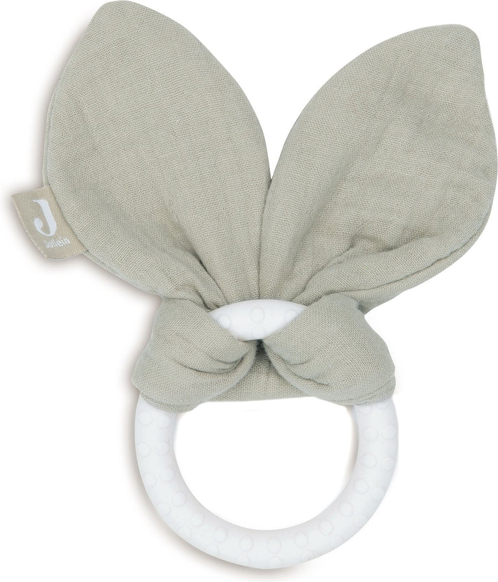 Jollein anneau de dentition oreilles de lapin en silicone - vert olive