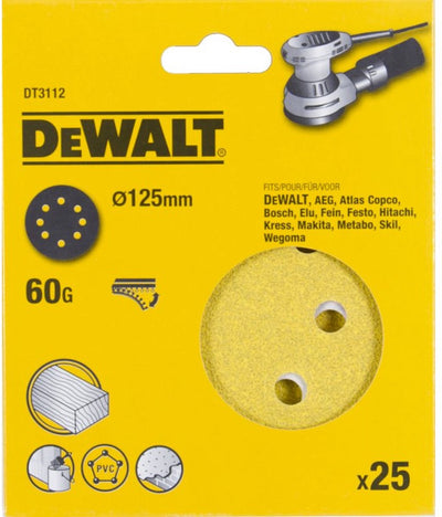 Disque abrasif accessoires Dewalt, ø125mm (d26453), k60 - dt3112-qz