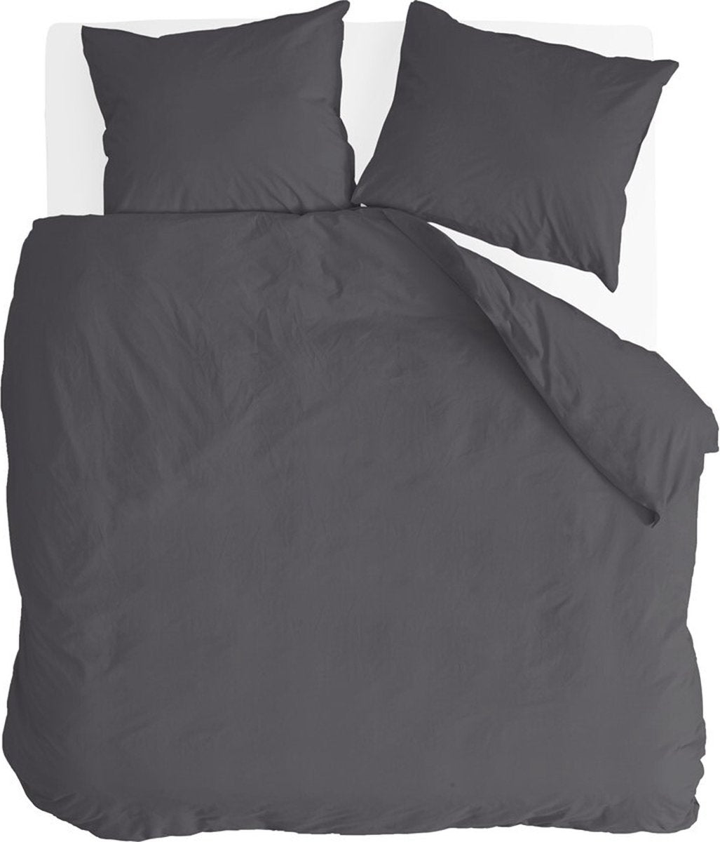 Housse de couette Byrklund Go Velvet - 240x220 - devant : 100 % polyester, arrière 100 % coton - noir cassé