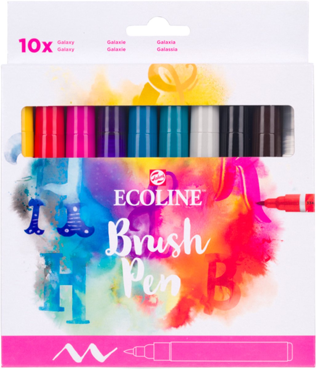Bruynzeel – ensemble de stylos pinceaux ecoline, galaxie, 10 couleurs