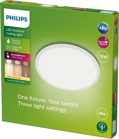 Philips LED Philips Super Slim Plafond SSW 15W 27K Blanc IP54
