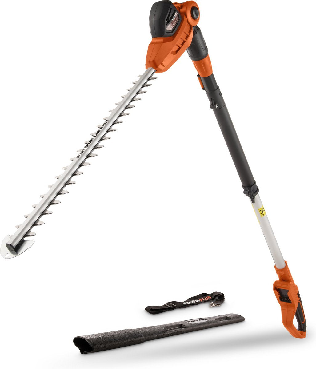 Taille-haie télescopique sans fil double puissance Powerplus POWDPG75380 - Taille-haie sans fil 40 V, sans batterie ni chargeur, lame 600 mm et distance de coupe 20 mm, outil de jardin
