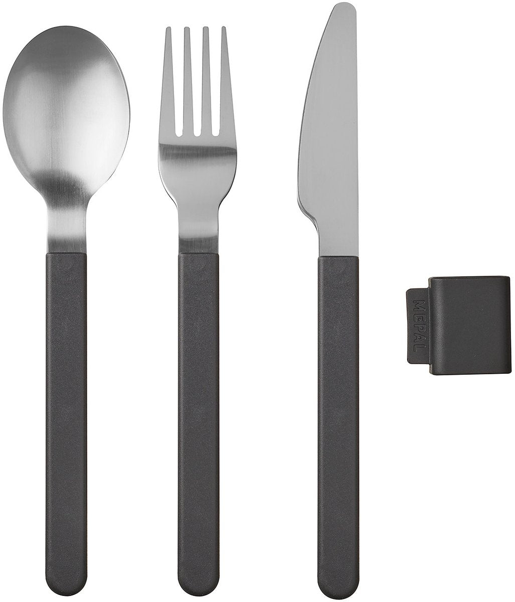 Mepal set de couverts silueta - 3 pièces - couverts de voyage - nordique noir