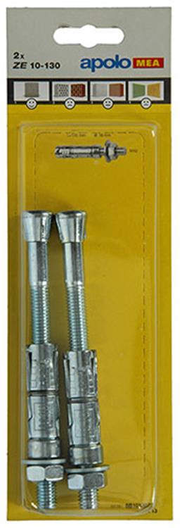 Celo 1003156 - 2 chevilles à expansion de 16 mm chacune + tige filetée 10x130 mm 502713 | 5 pièces