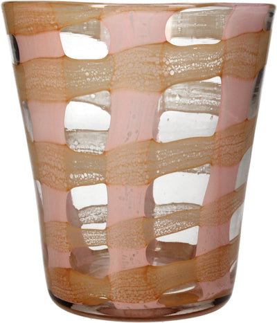 Bougeoir collection Hd verre pêche 13x13x15,5cm