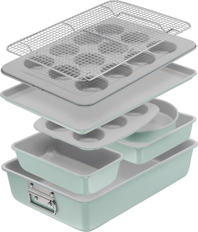 Moule à pâtisserie Tefal en céramique - ensemble de 8 pièces - moule à muffins, moule à gâteau, grille de refroidissement - revêtement antiadhésif - sans PFA