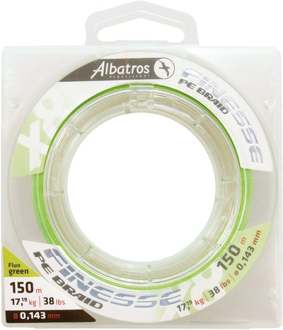 Albatros - tresse finesse x8 - fil de pêche - 0,083 mm - 150mtr - vert fluo - couleur qui ne se décolore jamais