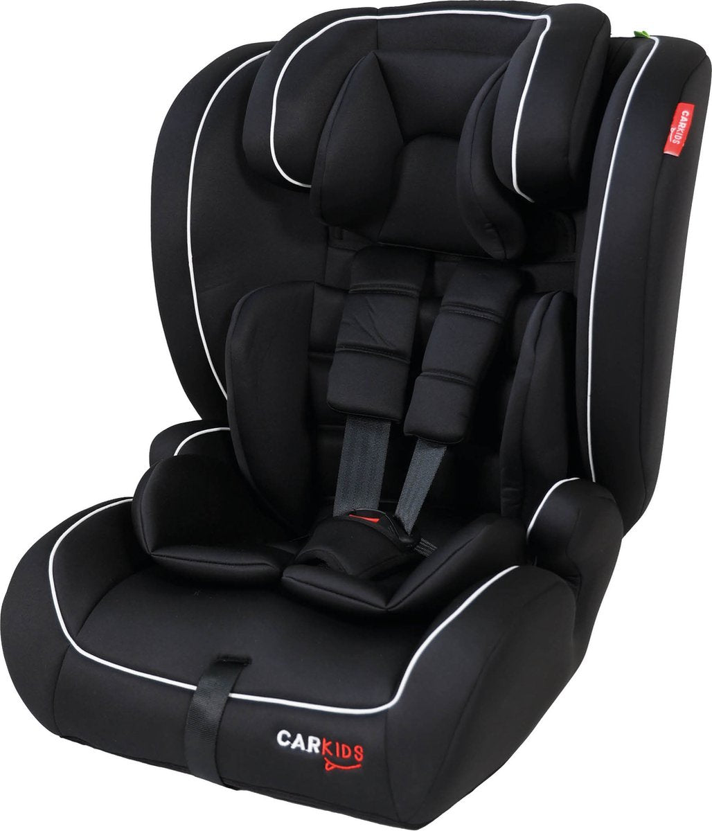 Siège auto Carkids i-size luca - conforme à la norme i-size r-129 - pour enfants de 76 à 150 cm - appui-tête réglable - noir et blanc