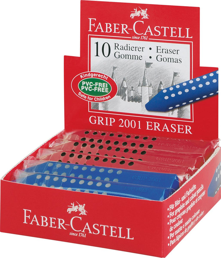 Gomme faber-castell grip 2001 présentoir assorti 10 pièces - fc-187101
