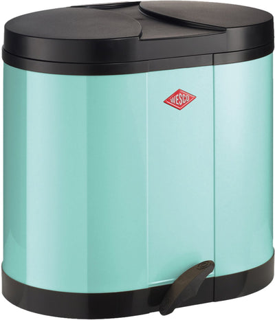 Poubelle éco-collecteur Wesco | 30 litres | poubelle à pédale duo (2x15 litres) | métal - menthe | tri des déchets - fabriqué en Allemagne