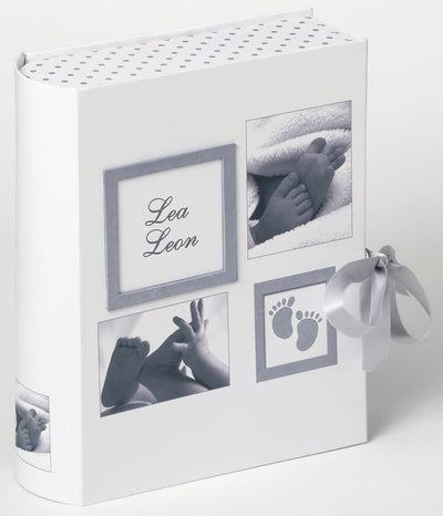 Walther design fb-173 little foot - boîte de rangement bébé - taille 29 x 34 x 9 cm - blanc gris