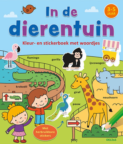 Livre d'autocollants de couleur deltas avec des mots dans le zoo