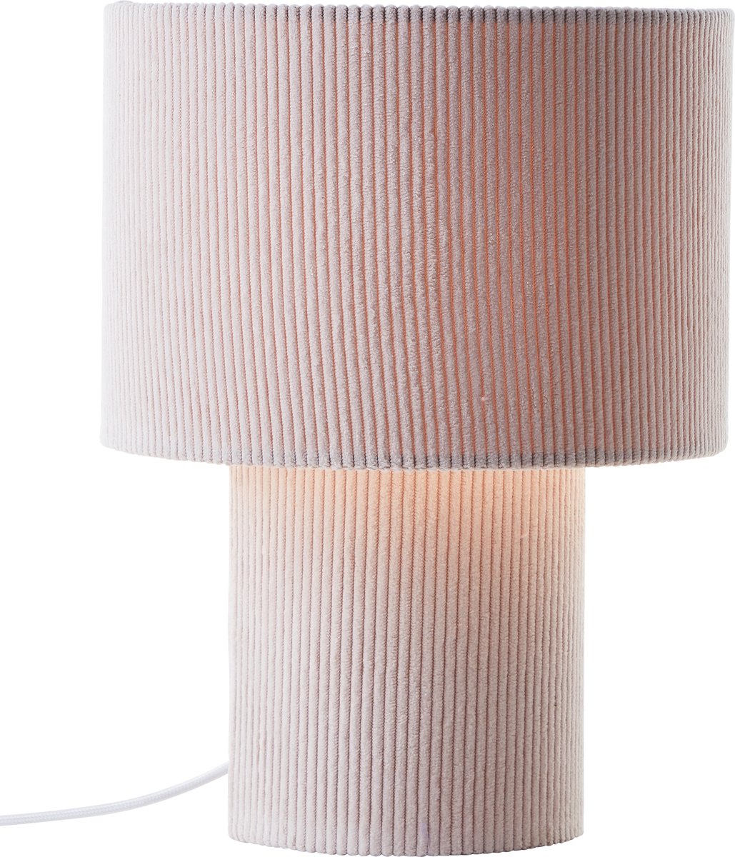 Brilliant tony - lampe de table - e27 max 1x25w - tissu côtelé - blanc