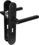 Poignée de porte Impresso - redhill - pour l'intérieur - bouclier de porte ovale avec vis et trou de serrure - aluminium noir - 2 pièces