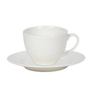 Tasse avec du plat en porcelaine de diamant 220 ml 6 pièces