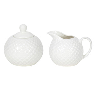Service pot à lait et sucrier diamant en porcelaine