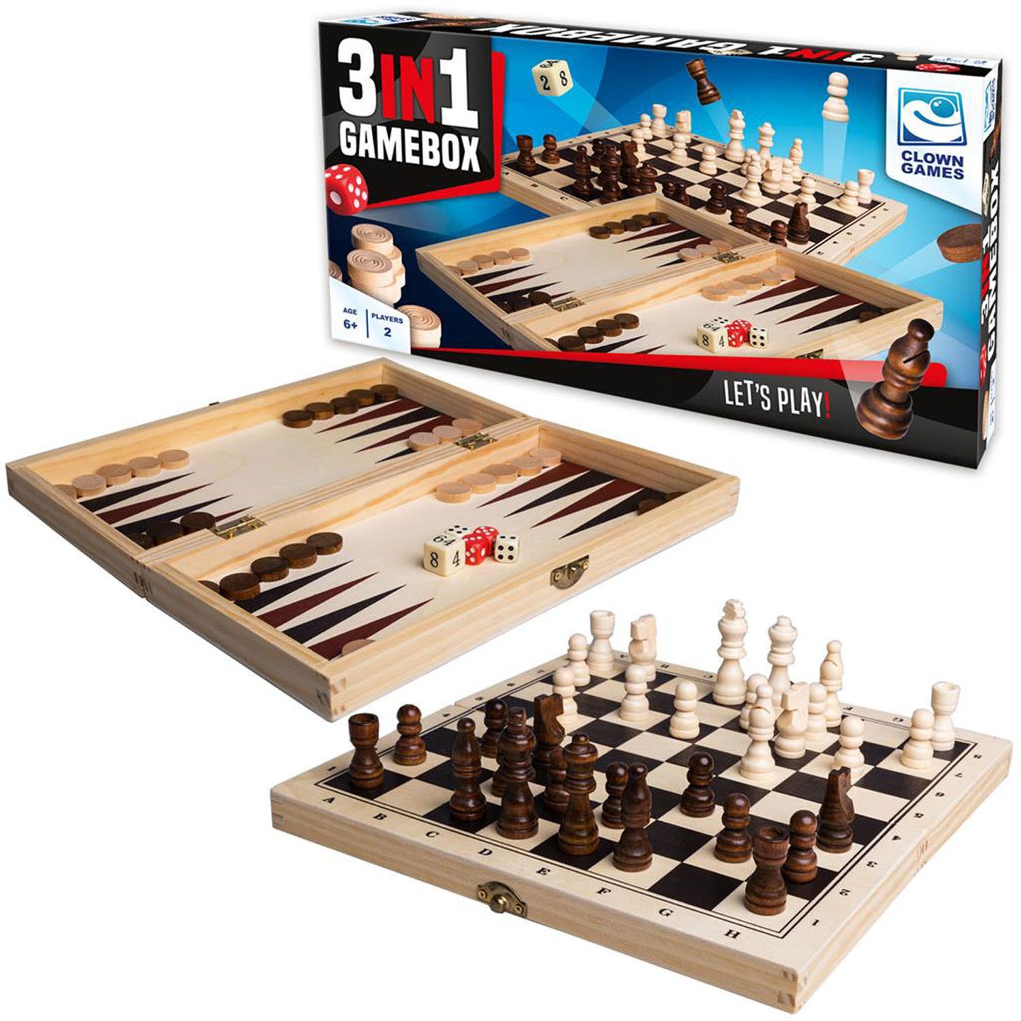 Jeux de clown boîte de jeu 3en1 en bois