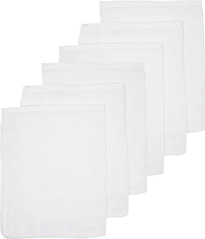 Débarbouillettes Meyco baby uni - paquet de 6 - hydrophiles - blanc - 20x17cm