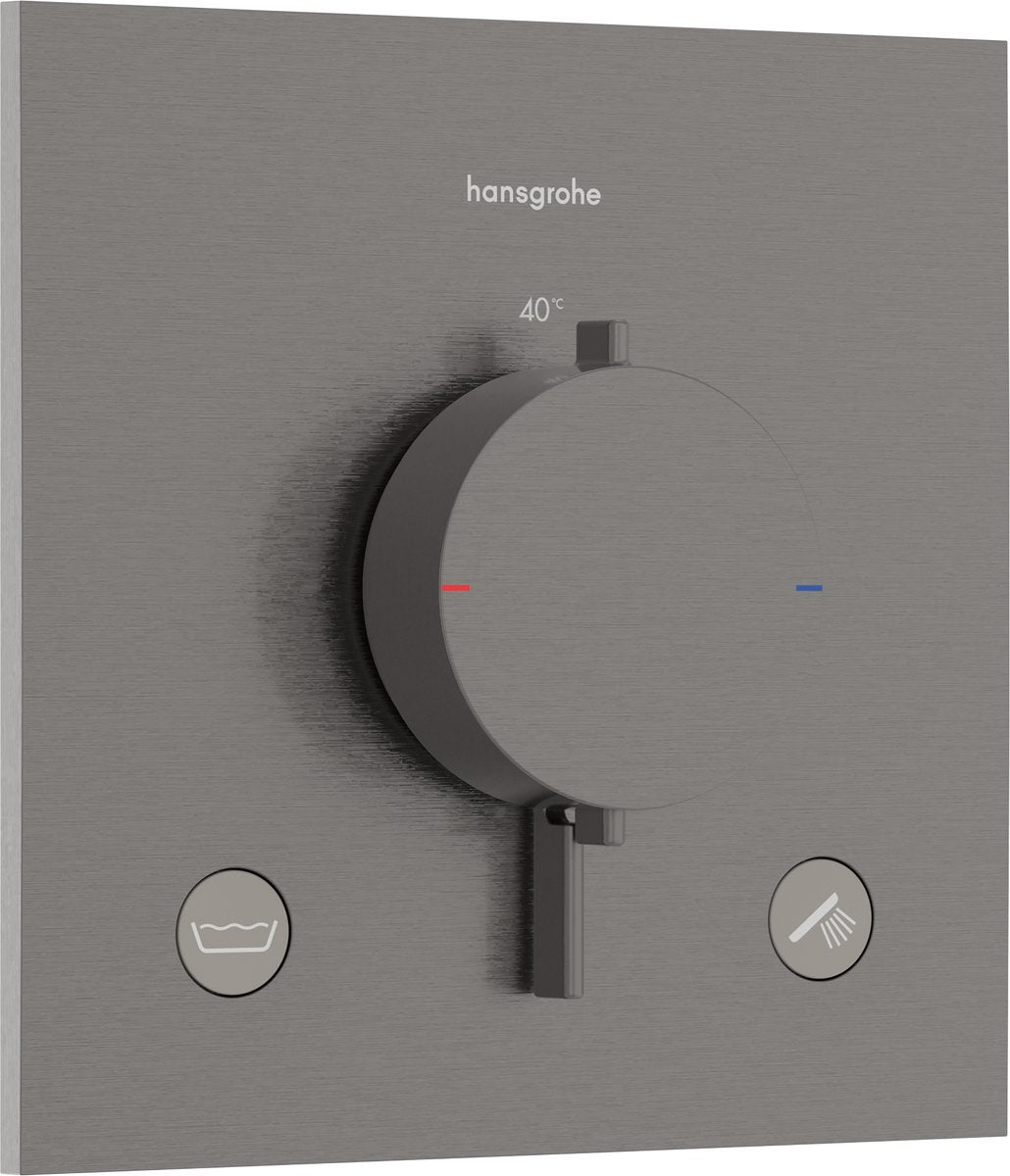 Hansgrohe ecostat confort e - thermostat intégré - thermostat ecostat - combinaison de sécurité en1717 - 2 fonctions - chrome noir brossé