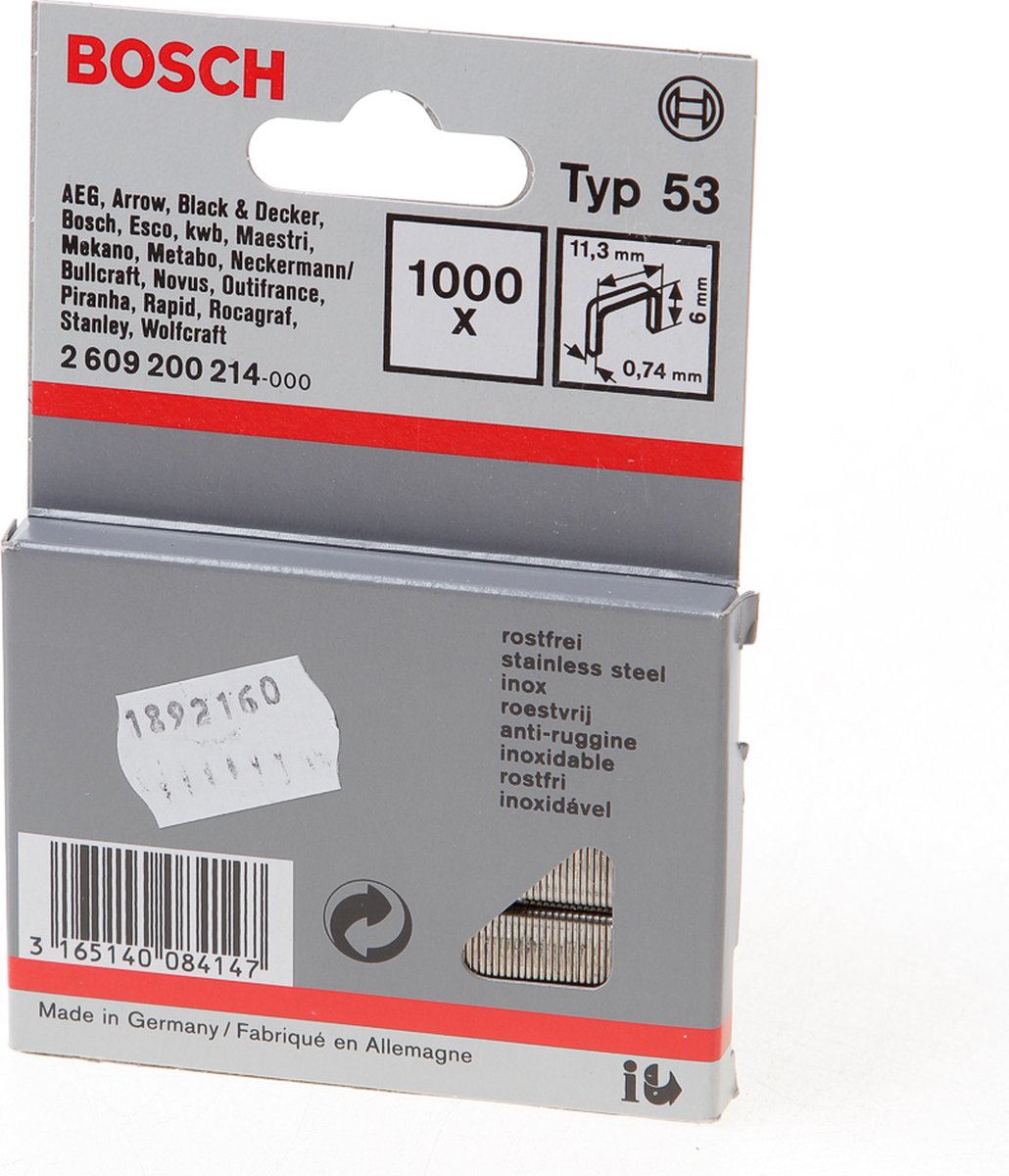 Bosch - pas avec fil fin type 53 11,4 x 0,74 x 6 mm