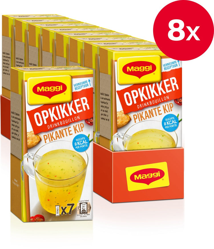 Maggi booster bouillon à boire poulet épicé - 8 boîtes x 7 sachets - pack économique