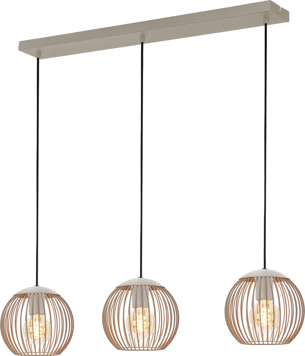 Lampe à suspension Eglo Lindero / E27 - 90 cm - couleur sable beige