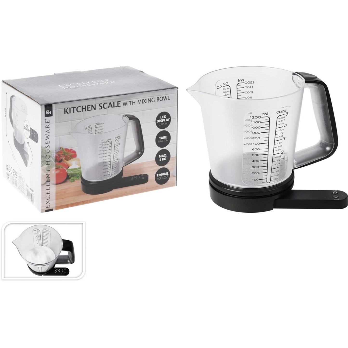 Excellente échelle de cuisine de vaisselle des ustensiles de maison avec tasse de mesure 1200 ml
