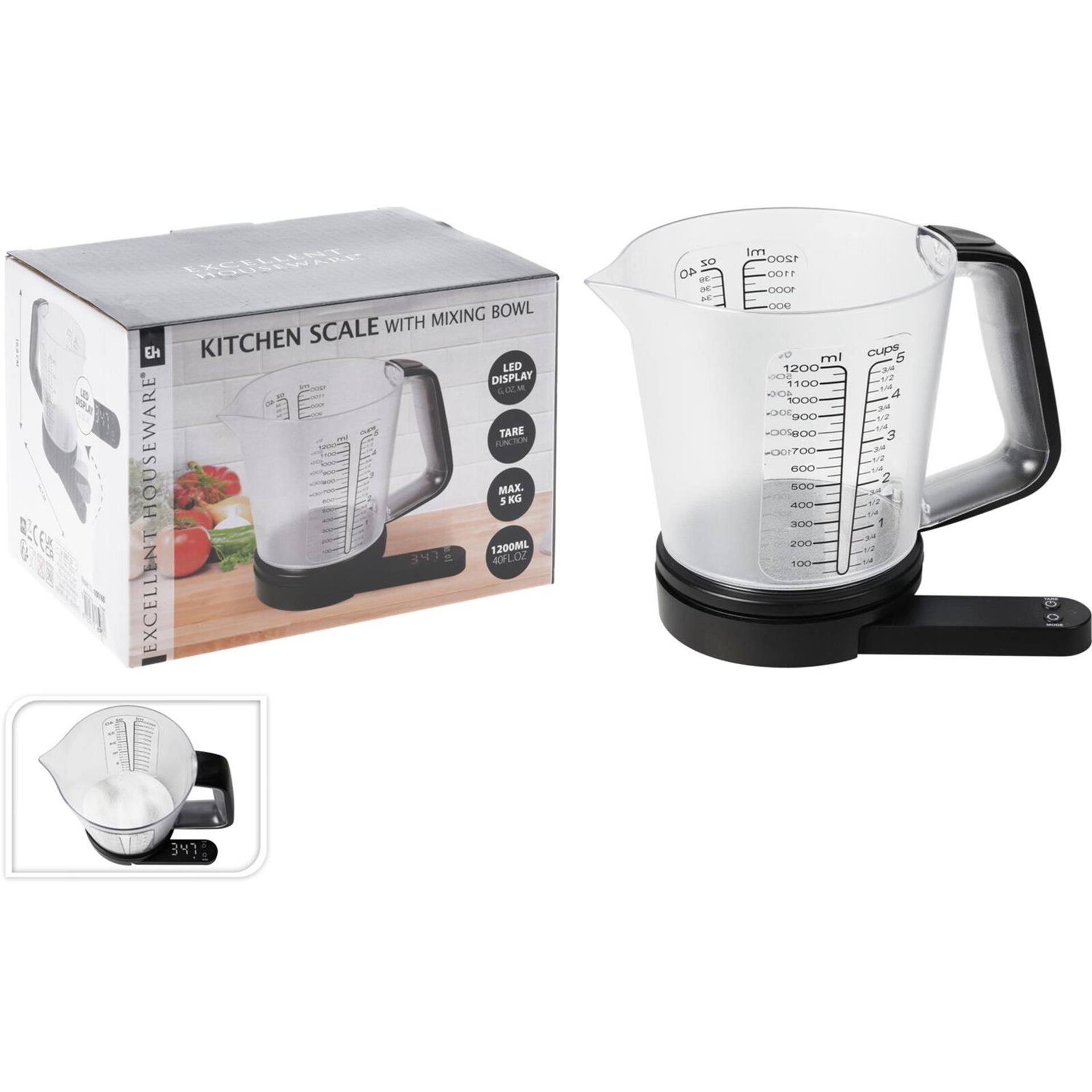 Excellente échelle de cuisine de vaisselle des ustensiles de maison avec tasse de mesure 1200 ml