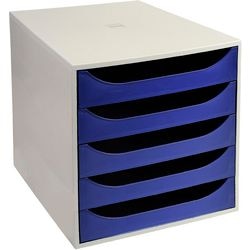 Commode office depot 5 tiroirs gris bleu