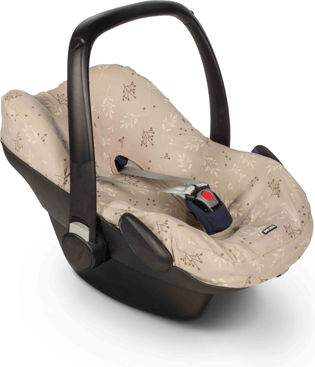 Dooky housse de siège 0+ housse de siège auto feuilles romantiques beige - housse de siège auto universelle maxi cosi cabriofix, housse maxi cosi galet, housse maxicosi, cybex et plus - housse de siège auto bébé universelle