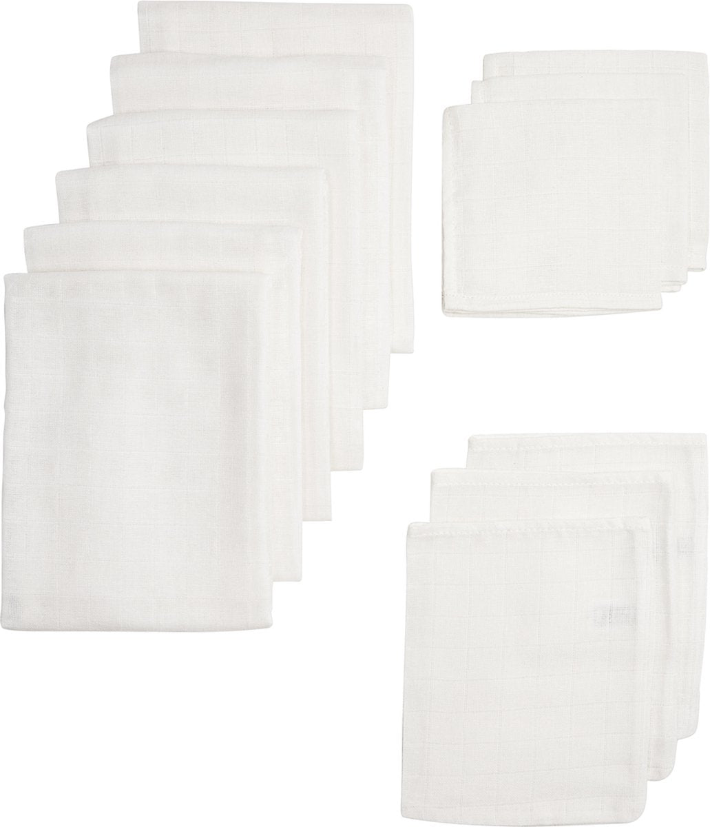 Meyco baby uni starter set - pack de 12 - hydrophile - blanc