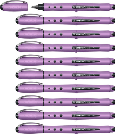 Stabilo travailleur+ - roller 0,5 mm - naturecolors fleurs sauvages - gris violet - boîte de 10 pièces