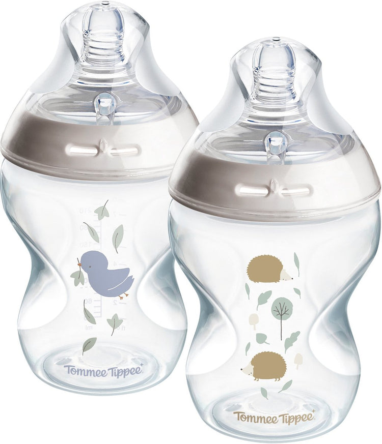 Biberons Tommee tippee natural start - lot de 2 biberons 260 ml - faible vitesse d'alimentation - 0m+ - décorés