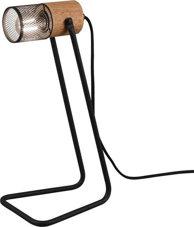 Trio tosh - lampe de table - noir mat - excl. 1x e14 15w - interrupteur à cordon - éléments en bois