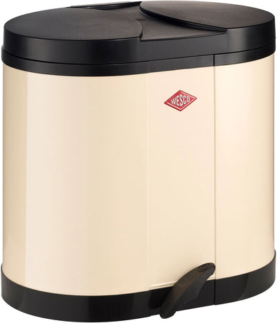 Poubelle éco-collecteur Wesco | 30 litres | poubelle à pédale duo (2x15 litres) | métal - amande | tri des déchets - fabriqué en Allemagne