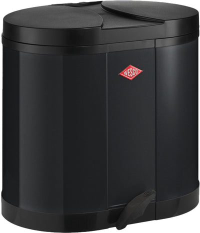 Poubelle éco-collecteur Wesco | 30 litres | poubelle à pédale duo (2x15 litres) | métal - noir | tri des déchets - fabriqué en Allemagne