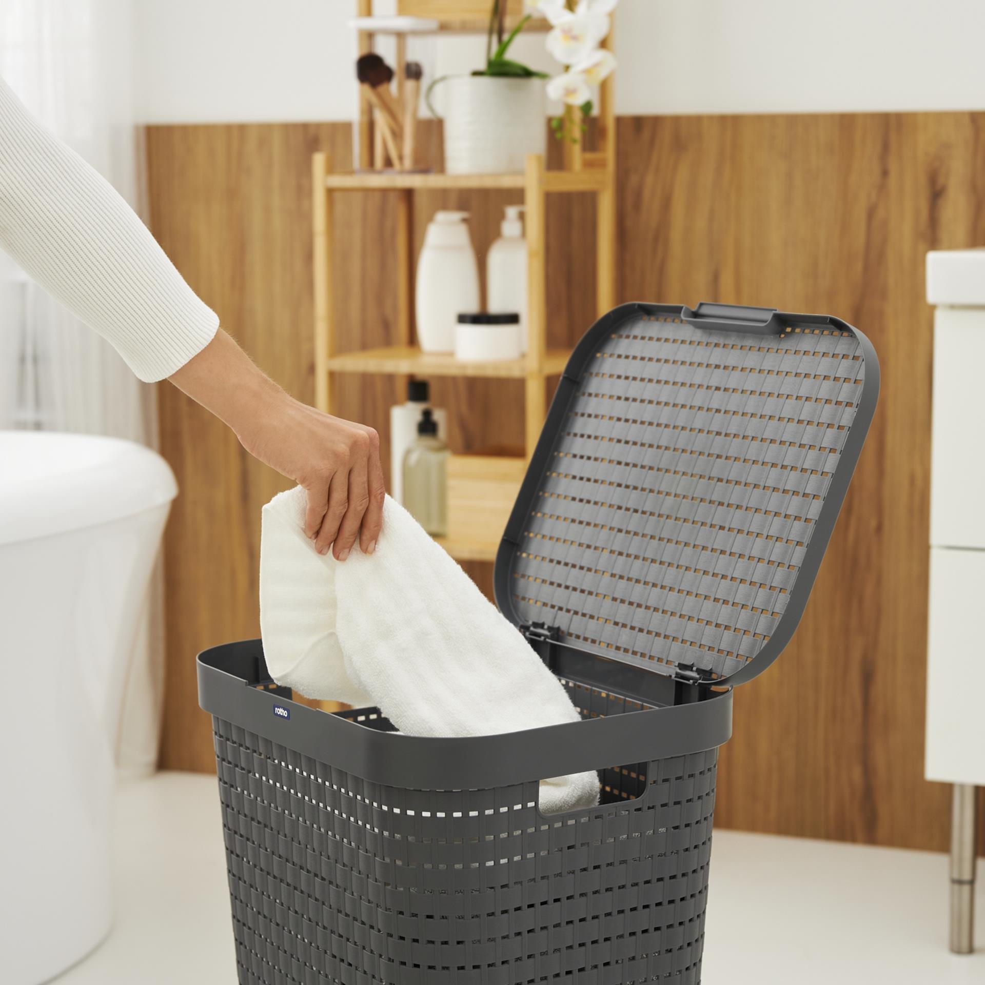 Rotho Rotho Country Laundry Basket 55L Anthracite