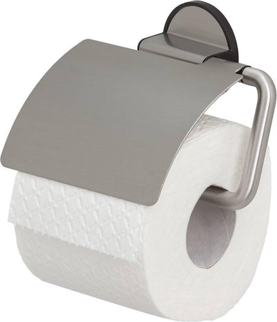 Tiger tune - Porte-rouleau papier toilette avec rabat - Porte-rouleau papier toilette - sans perçage - ruban adhésif 3m - acier inoxydable brossé noir