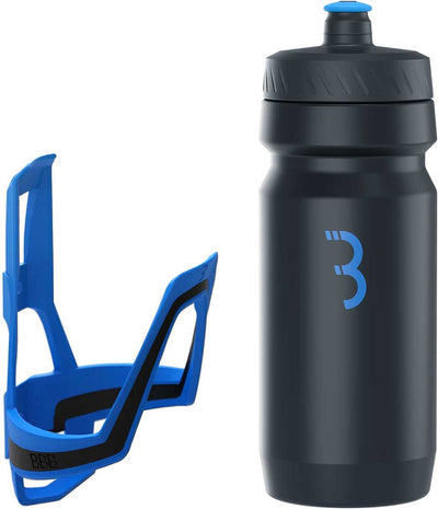 Bbb cycling dualcage - porte-bidon léger avec bouteille noire - 550 ml - bleu - vélo de course VTT - porte-gourde vélo - bbc-39c
