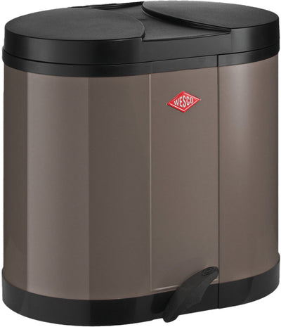 Poubelle éco-collecteur Wesco | 30 litres | poubelle à pédale duo (2x15 litres) | métal - gris chaud | tri des déchets - fabriqué en Allemagne