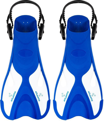 Dauphin Atlantis - palmes - palmes - sangle de talon réglable - pour natation snorkeling - adultes - bleu blanc - 36-41