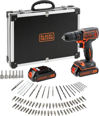 Kit perceuse-visseuse Black+decker 18 V avec Flight Case d'accessoires - bdcdc18bafc-qw