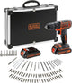 Kit perceuse-visseuse Black+decker 18 V avec Flight Case d'accessoires - bdcdc18bafc-qw