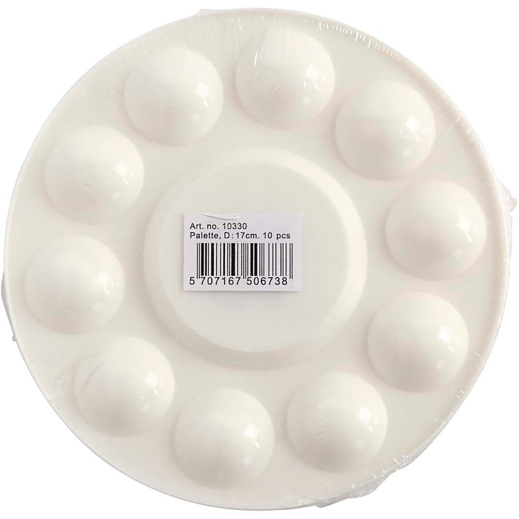 Palette Creativ company, palette ronde avec 11 compartiments, d 17 cm, blanc, 10 pièces 1 boîte