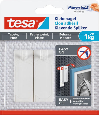 Tesa adhésif nail ® papier peint et plâtre 1kg blanc 2 pièces