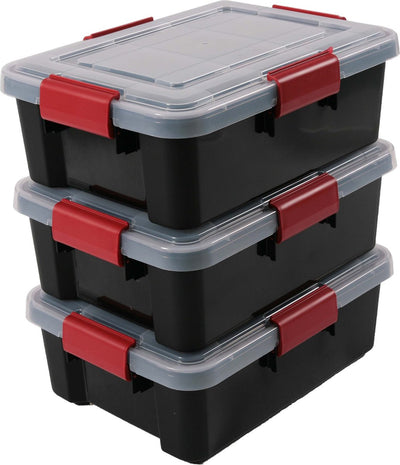 Boîte de rangement hermétique Iris - 10l - hermétique - empilable - plastique - noir transparent rouge - lot de 3