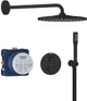 Douche à encastrer de précision Grohe - avec robinet thermostatique - douche de tête vitalio rain mono 310 (1 type de jet) douchette à main vitalio get stick (1 type de jet) - design rond - noir mat