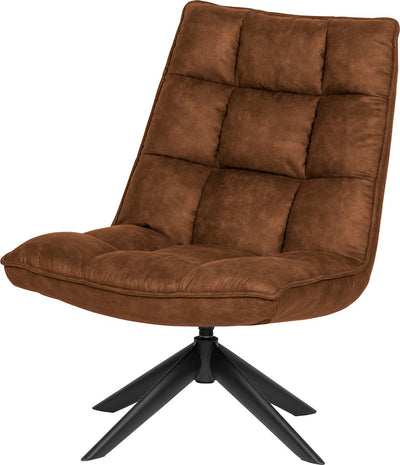 Fauteuil pivotant Woood Jouke - cuir artificiel - cognac - 97x70x85