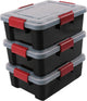 Boîte de rangement hermétique Iris - 10l - hermétique - empilable - plastique - noir transparent rouge - lot de 3